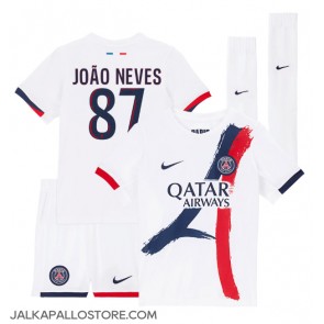 Paris Saint-Germain Joao Neves #87 Vieraspaita Lapsille 2024-25 Lyhythihainen (+ shortsit)